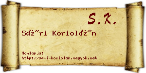 Sári Koriolán névjegykártya